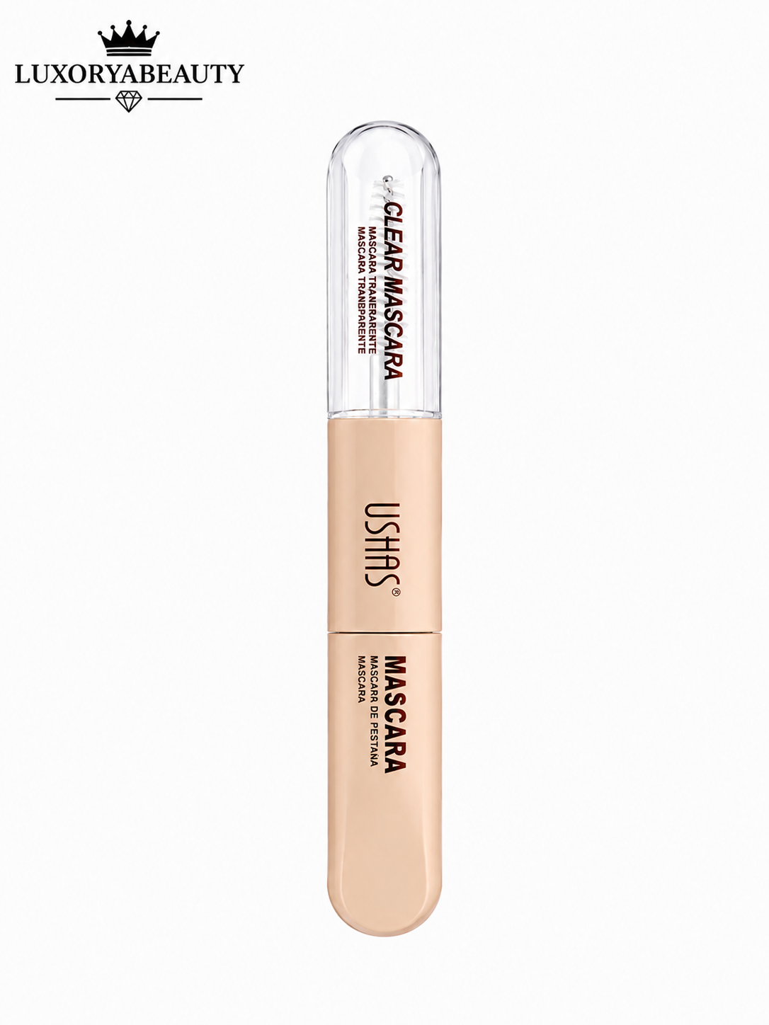 Rimel 2 în 1 Ushas UMA007 – Mascara Neagră și Gel Transparent pentru Gene și Sprâncene