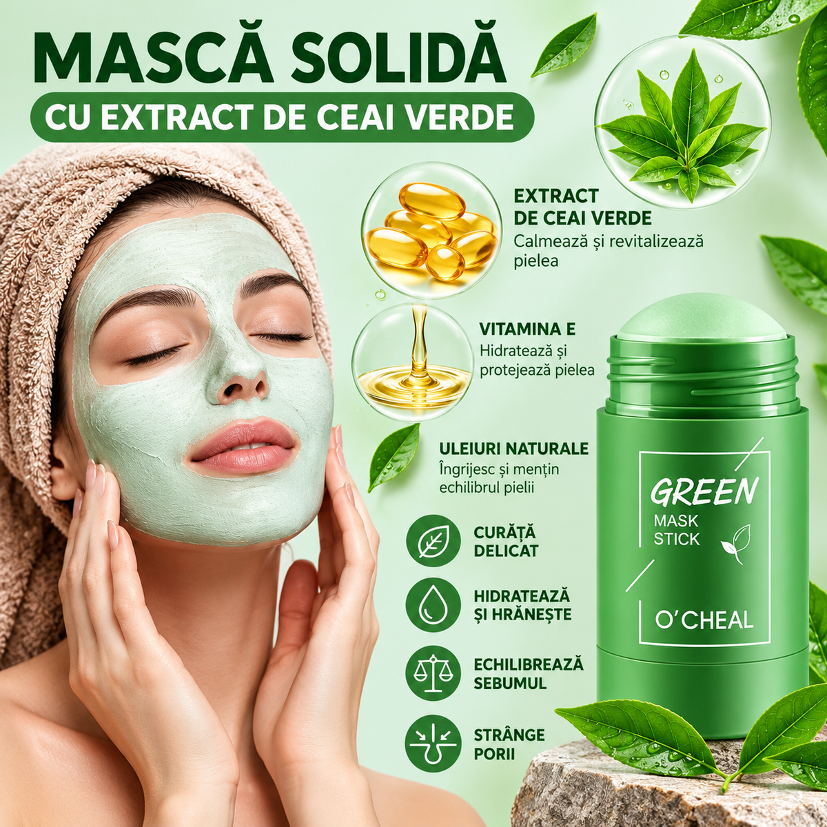 Set 2 x Mască de față stick  – Curățare pori, control sebum și îngrijirea tenului