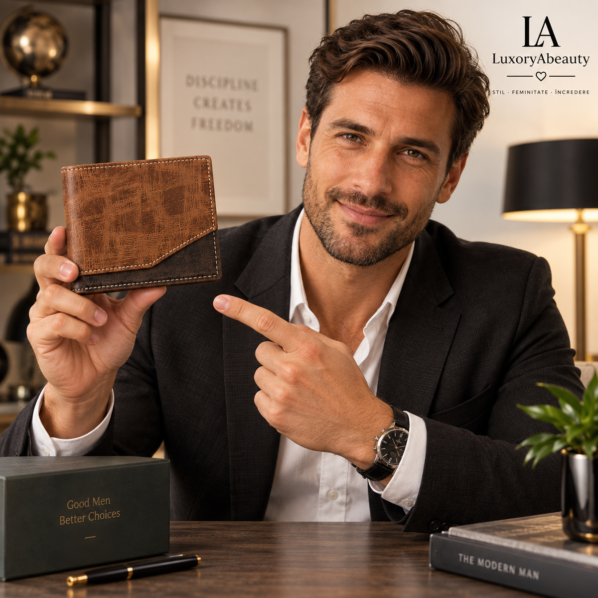 Portofel pentru bărbați 12 x 10 cm – Compartimentat, Elegant și Practic