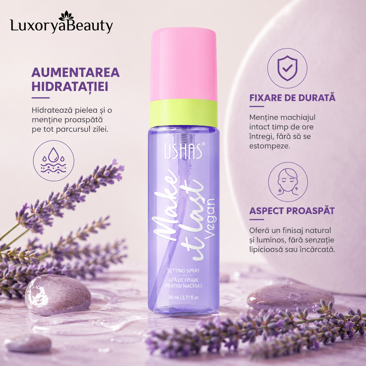 Spray Fixare Machiaj Matifiant Ushas USP002-2 Vegan 80ml