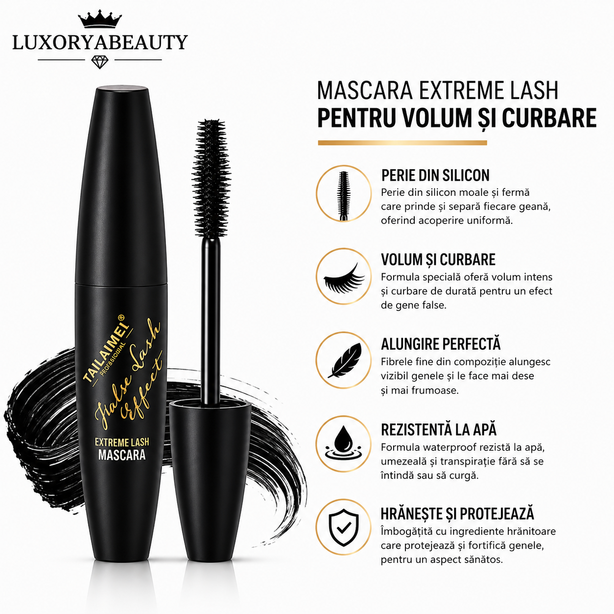 Rimel Big Eye 24H Waterproof pentru Volum și Alungire Extremă – Negru Intens, Rezistent la Apă, Efect Gene False