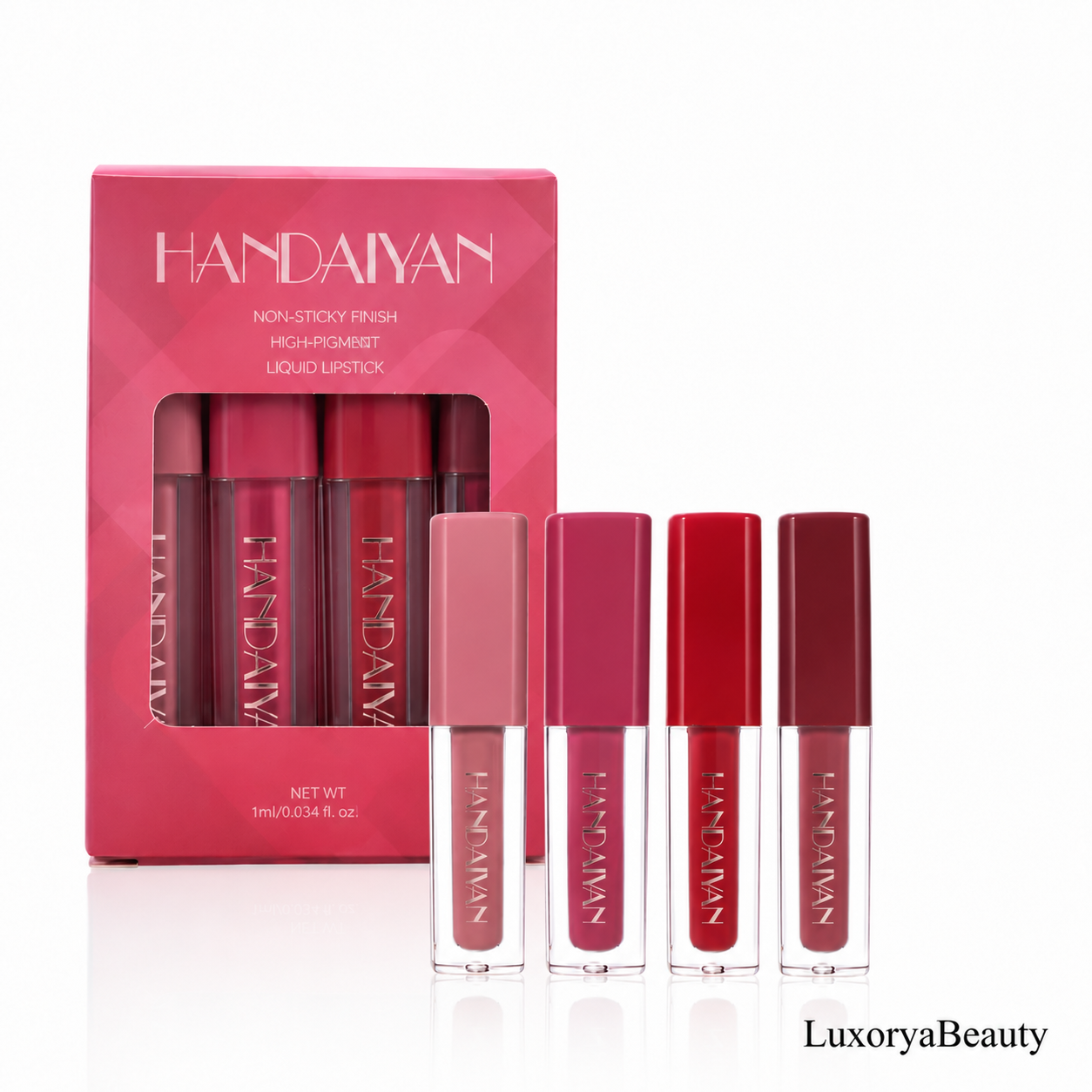 Set 4 Rujuri Lichide HANDAIYAN – Rezistență Îndelungată, Culori Intense, Finish Mat și Lucios,