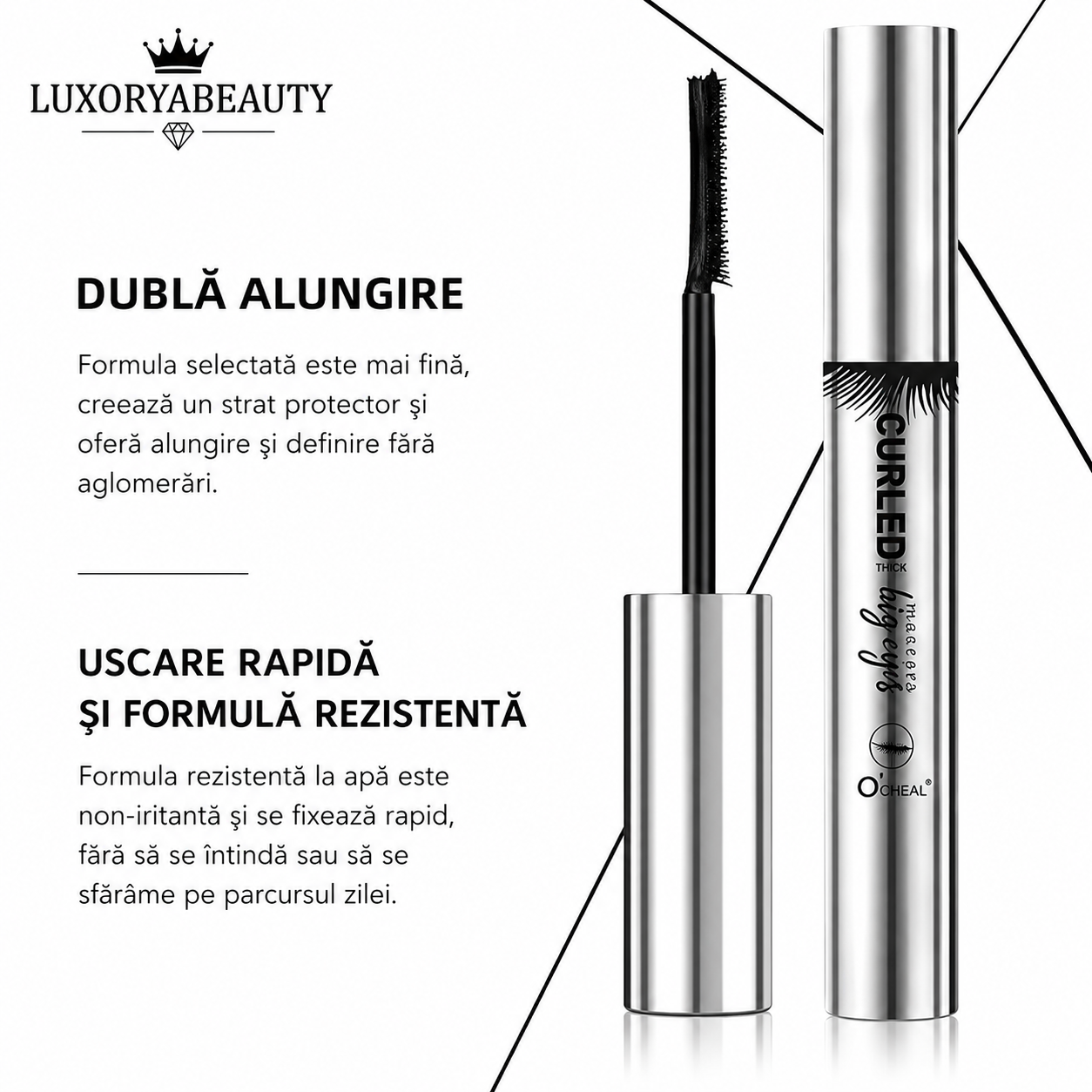 Rimel Negru Ocheal Curled Big Eyes 4D – Efect de Gene Alungite și Separate, Volum Natural, Curbare Intensă, Rezistență Îndelungată  F1/H534