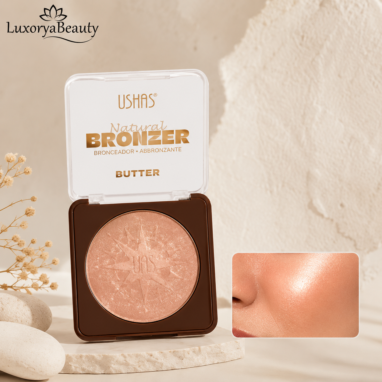 Bronzer Pudră Profesională Ushas UBK004 Butter – Efect Natural, Textură Fină, Contur și Aspect Bronzat Natural