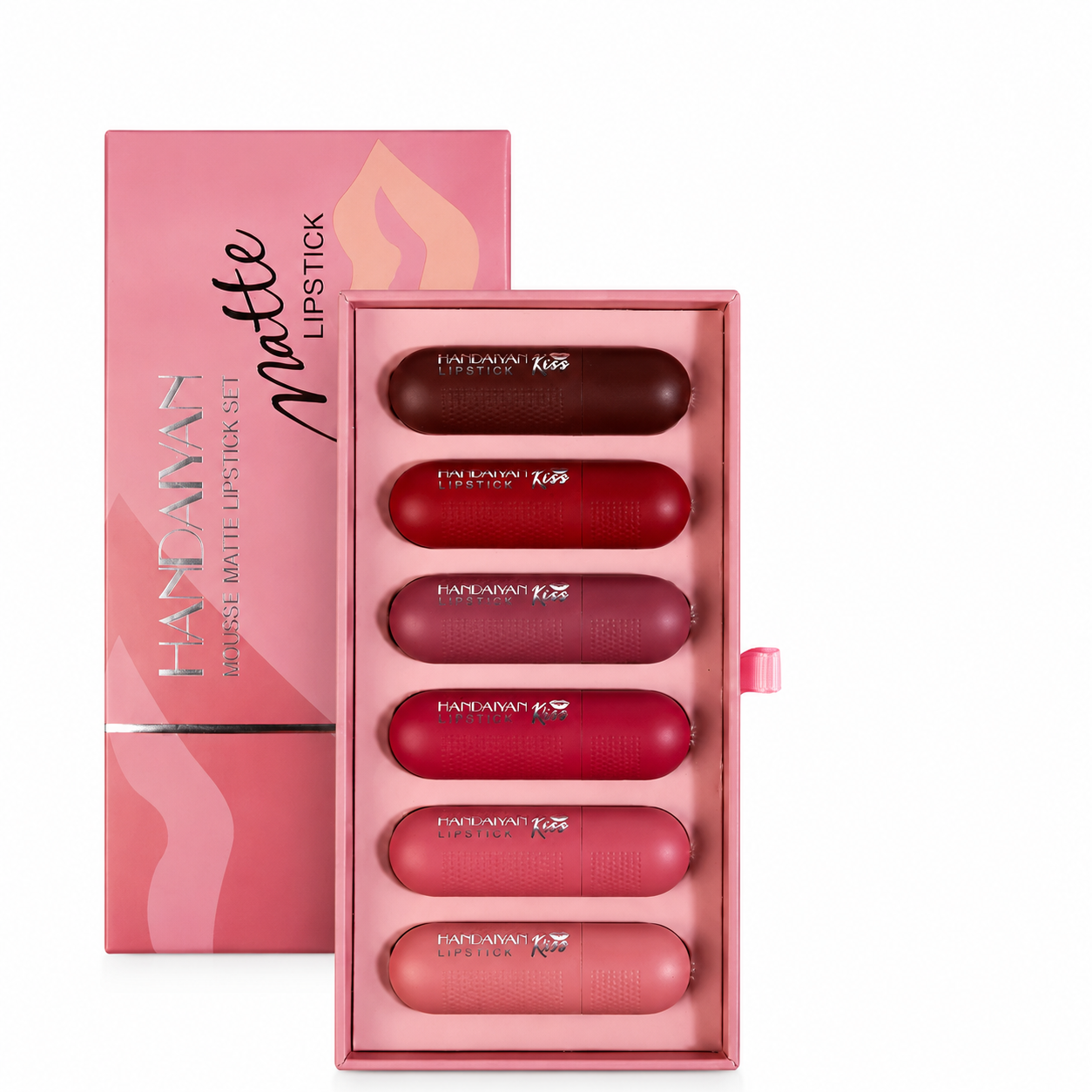 Set 6 Rujuri Mate Rezistente HANDAIYAN 1042 - Nuanțe Nude și Roz