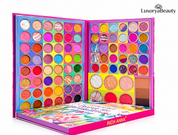 Trusă Profesională Machiaj Multifuncțională Romanky 2207 – 78 Farduri Ochi Mate, Sidefate și Glitter, Blush, Iluminator și Contur
