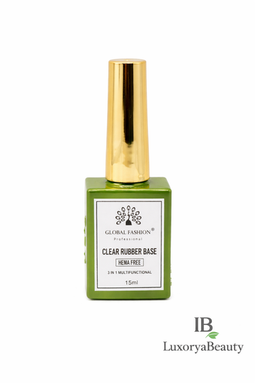 Rubber Base 3 în 1 Global Fashion HEMA FREE 15 ml – Bază Unghii Profesională, Builder & Primer, Rezistență 4 Săptămâni