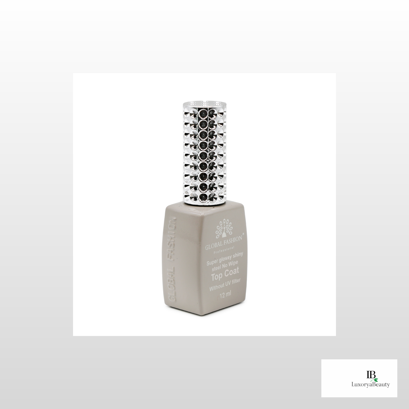 Top Coat Fără UV Global Fashion 12 ml – Super Glossy Shiny, No Wipe, Luciu Intens Profesional pentru Unghii