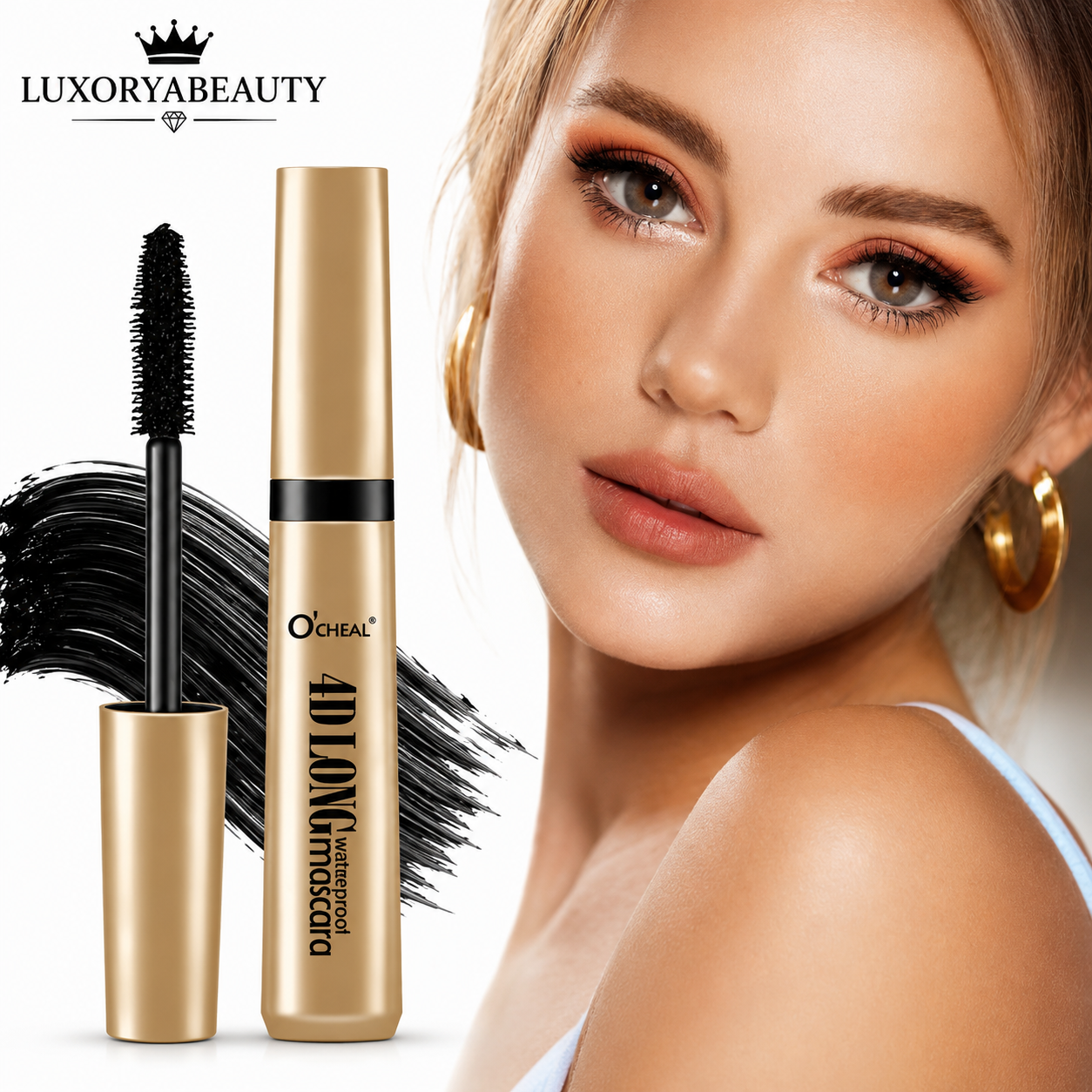 Rimel Negru Ocheal 4D Long Mascara – Efect de Alungire și Volum Natural, Waterproof, Rezistență Îndelungată, Gene Definite și Curbate