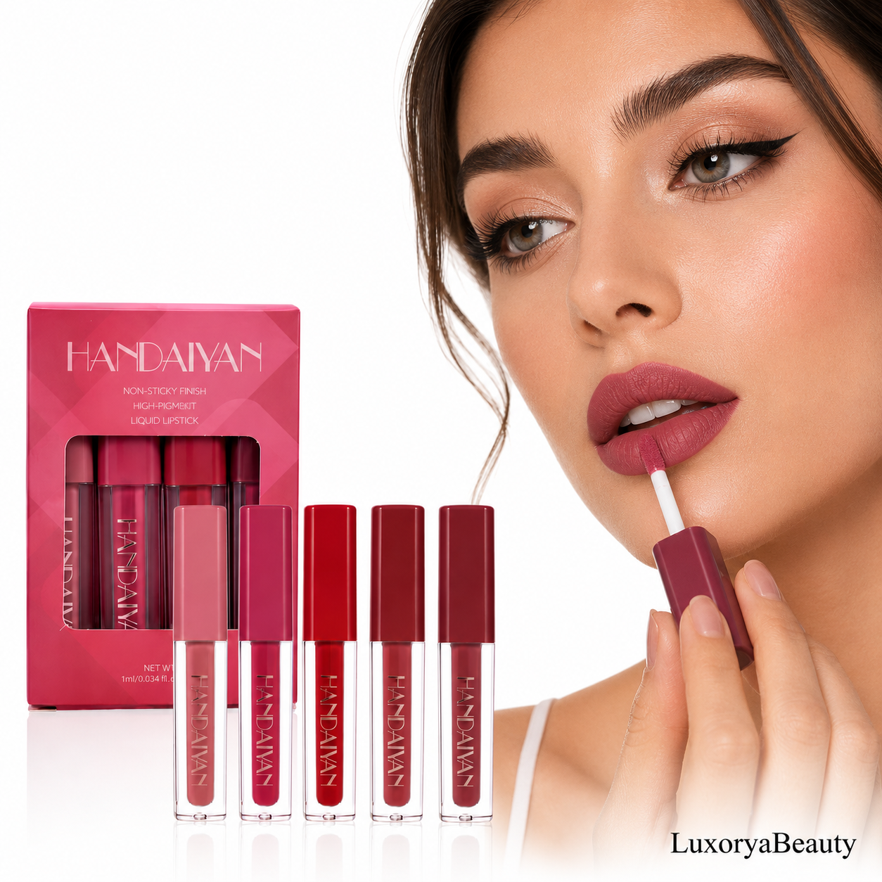 Set 4 Rujuri Lichide HANDAIYAN – Rezistență Îndelungată, Culori Intense, Finish Mat și Lucios,