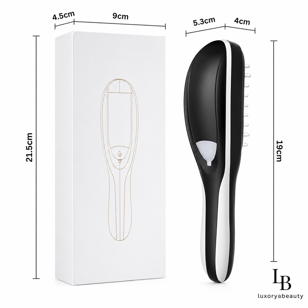 Perie de Masaj 4 în 1 pentru Creșterea Părului cu LED și Vibrații – LuxoryaBeauty
