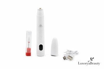 Freză electrică unghii 2W 18.000 RPM Global Fashion GX10 Alb – Aparat manichiură & pedichiură profesional cu lanternă UV, wireless