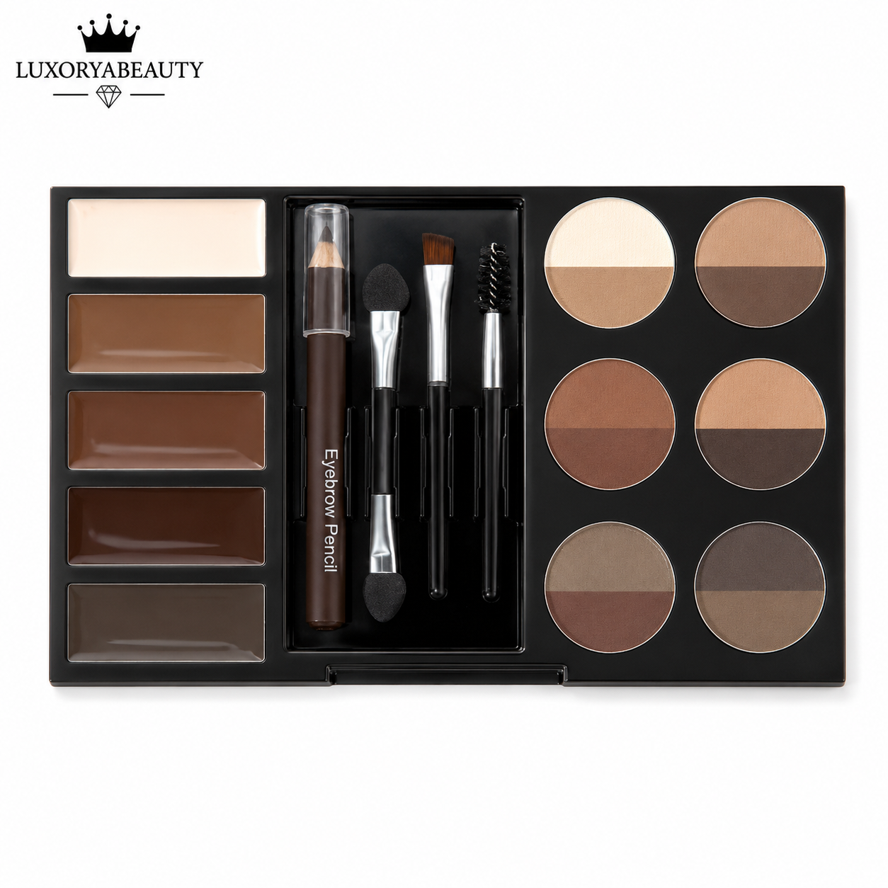Trusă Profesională pentru Sprâncene cu Fard, Ceară, Creion, Pensule și Șabloane - Handaiyan Brow Powder Set H2006