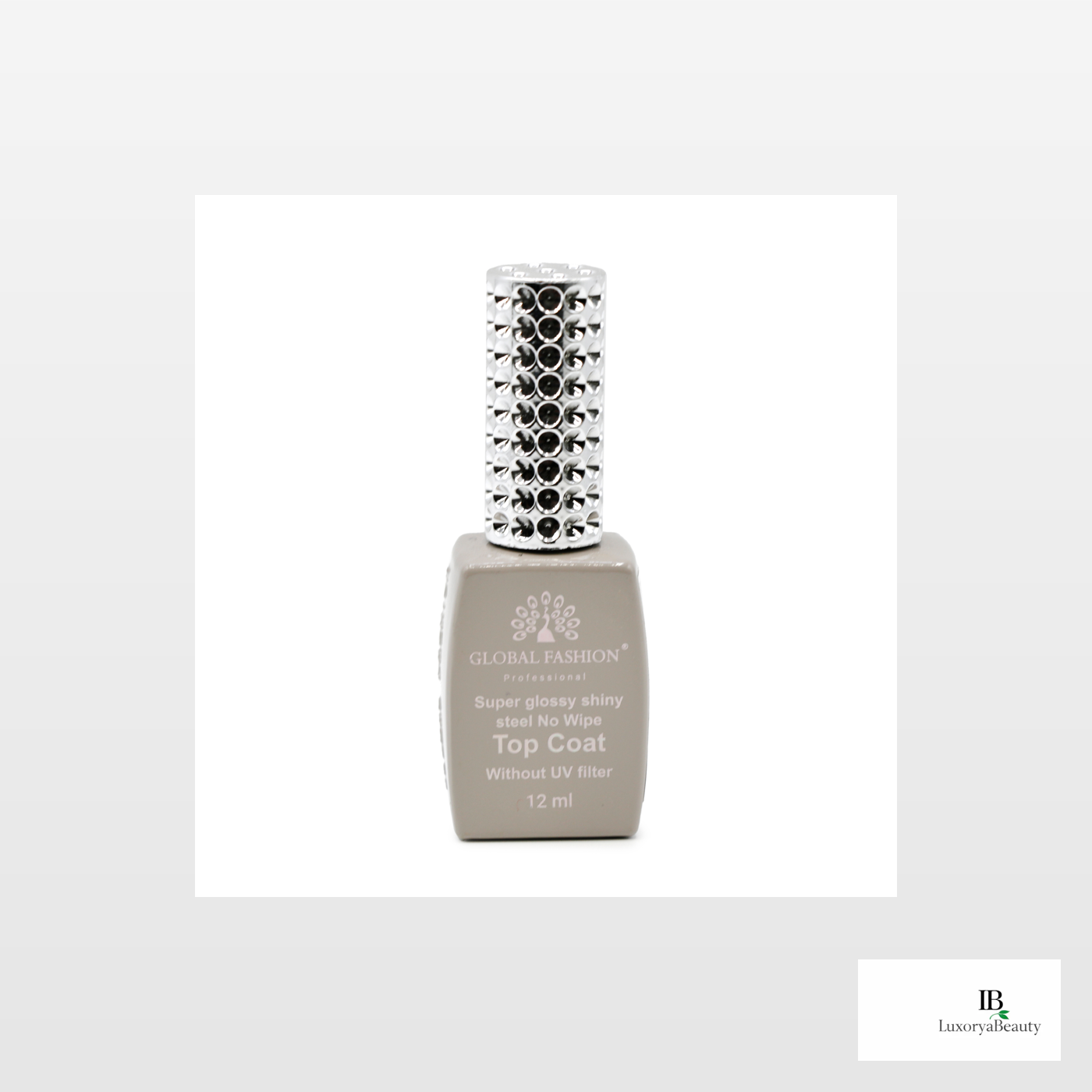 Top Coat Fără UV Global Fashion 12 ml – Super Glossy Shiny, No Wipe, Luciu Intens Profesional pentru Unghii