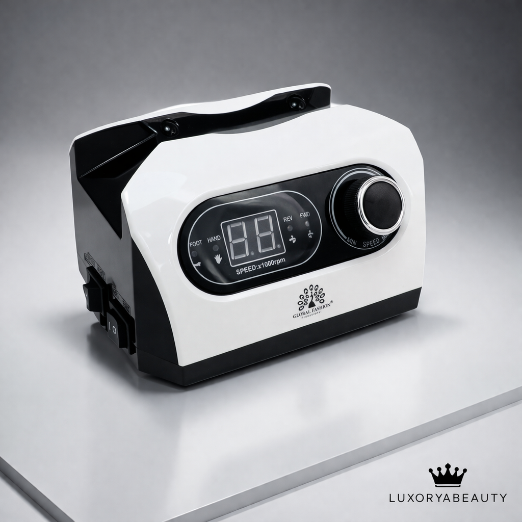 Freza Unghii Profesională 50000 RPM 80W ZS-717 Alb – Pilă Electrică Manichiură & Pedichiură cu Display LCD și Pedală