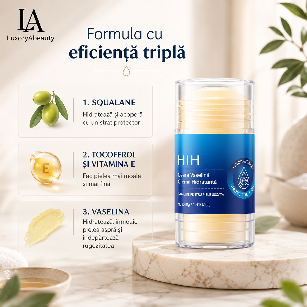 Set 2 Creme pentru Călcâie Crăpate, Mâini și Coate , Hidratare intensă Cu vitamina E și ceară de albine, stick/roll-on, 2x35g