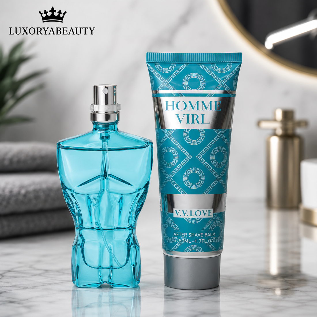 Set Cadou Bărbați Homme Viril V.V. Love – Parfum 30 ml + After Shave Balm 50 ml, Eleganță Masculină, Model VL3801-17