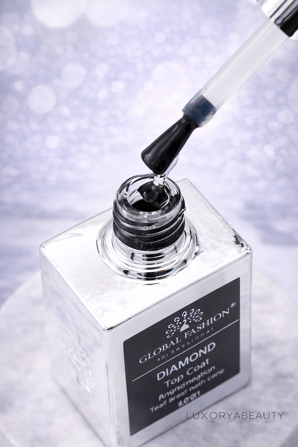 Top Coat Diamond Global Fashion 15ml – Finish Lucios Fără Strat Lipicios, Rezistență Ridicată & Protecție UV