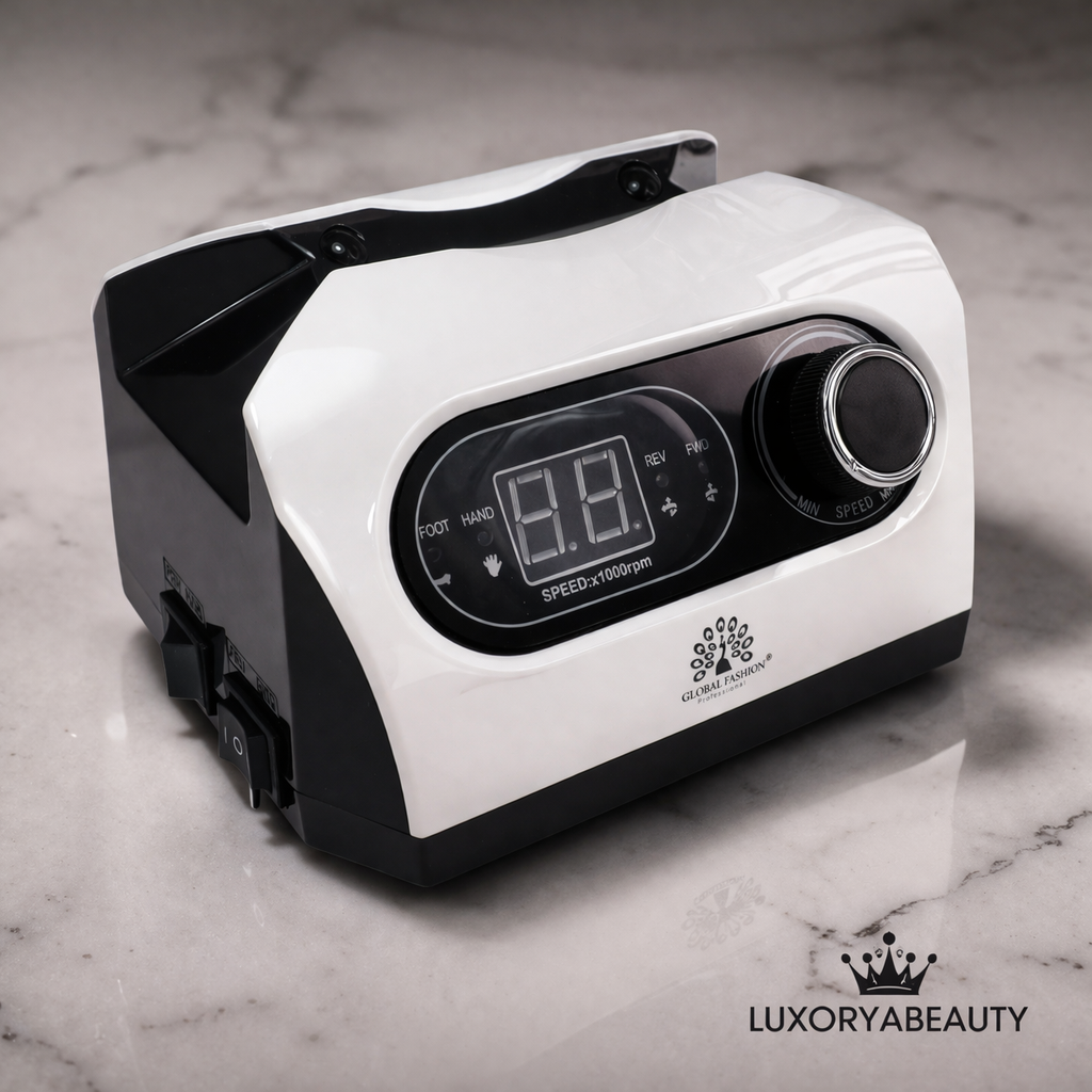 Freza Unghii Profesională 50000 RPM 80W ZS-717 Alb – Pilă Electrică Manichiură & Pedichiură cu Display LCD și Pedală