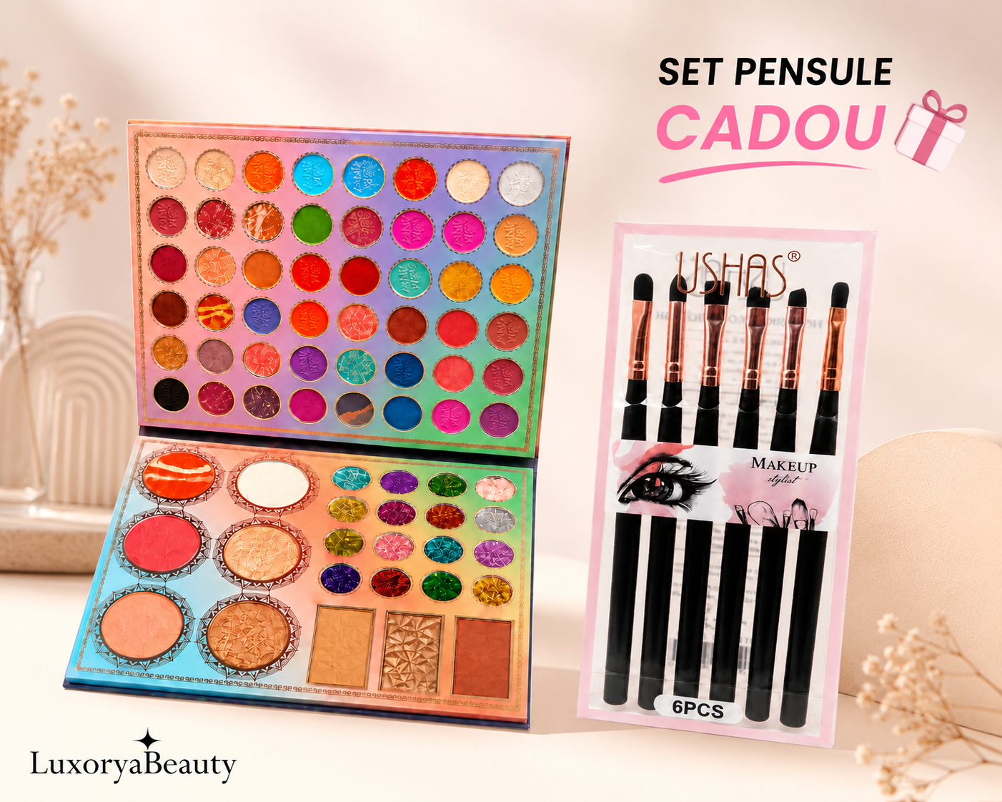 Paletă Farduri Multifuncțională Romanky 2209 – 73 Culori + Set 6 pensule cadou