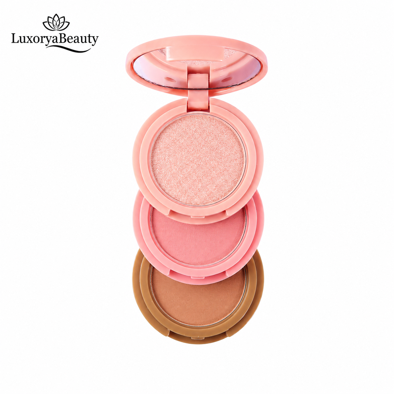 Paletă Iluminator, Blush și Contouring, 02 Handaiyan 3 în 1 Palette H3013- Culori Mixte, Finish Natural și Luminos