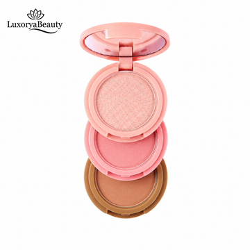 Paletă Iluminator, Blush și Contouring, 02 Handaiyan 3 în 1 Palette H3013- Culori Mixte, Finish Natural și Luminos