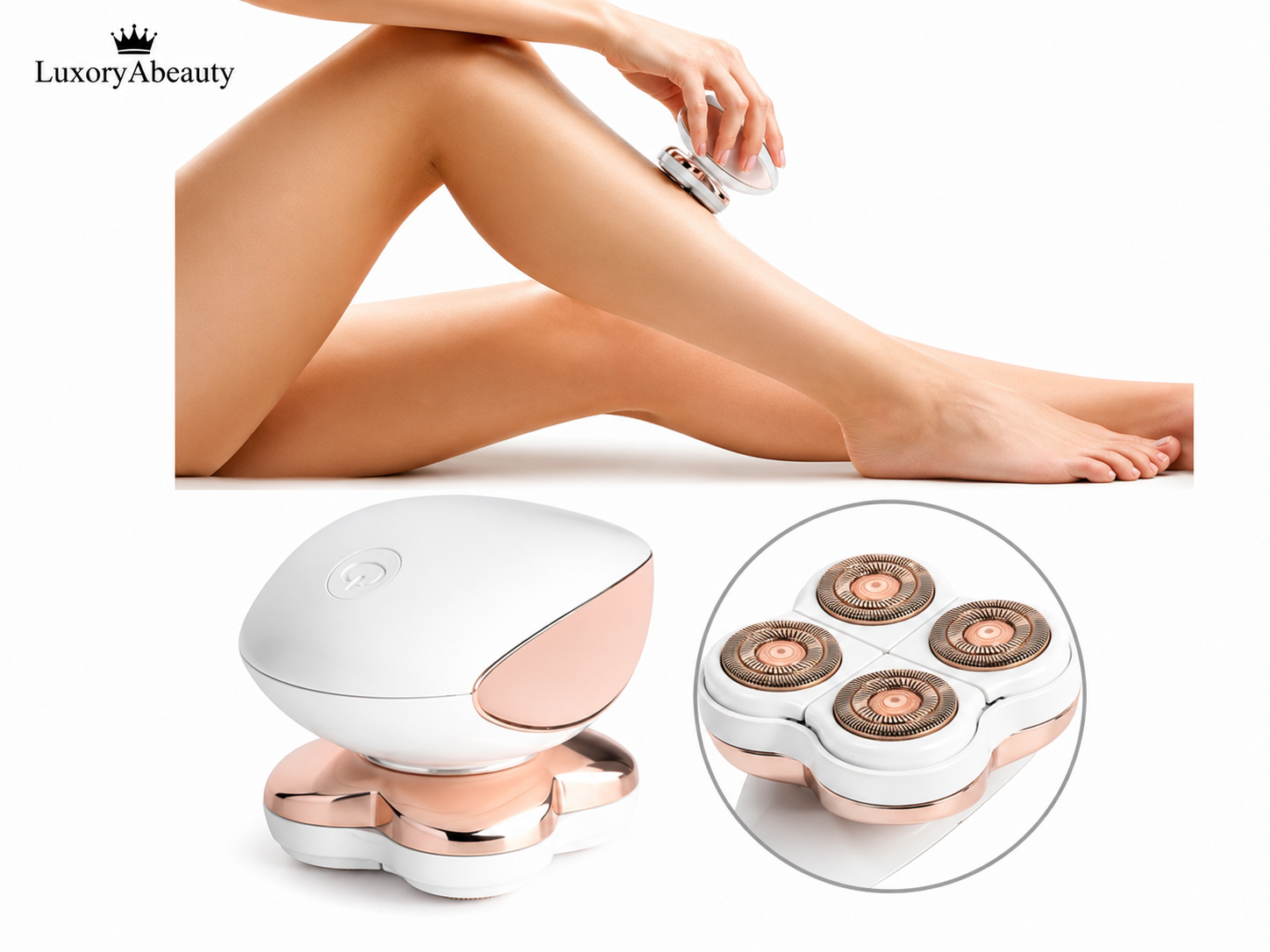 Epilator IPL cu 4 Capete Interschimbabile - Îndepărtare Păr fără Durere, Mod Automat, Design Ergonomic, Pentru Femei și Bărbați, Față, Corp, Axile, Inghinal, Picioare