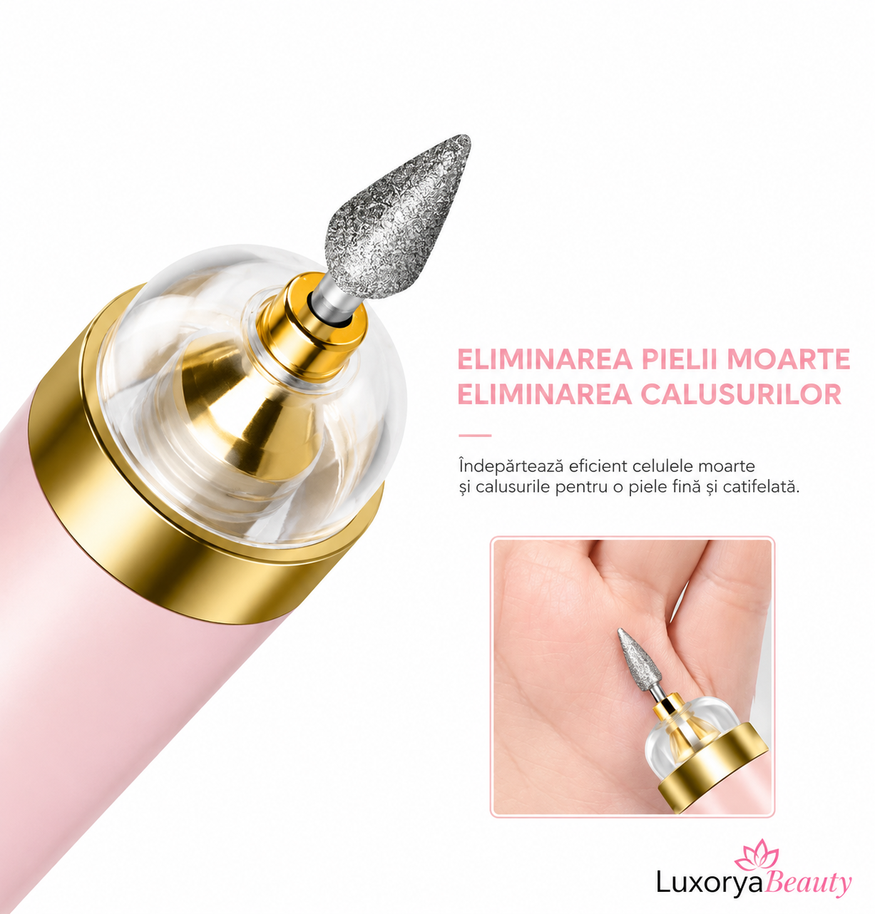 Freza Electrică pentru Unghii Profesională – Manichiură și Pedichiură, 5 Capete, Lumină LED, Încărcare USB, Portabilă | LuxoryaBeauty