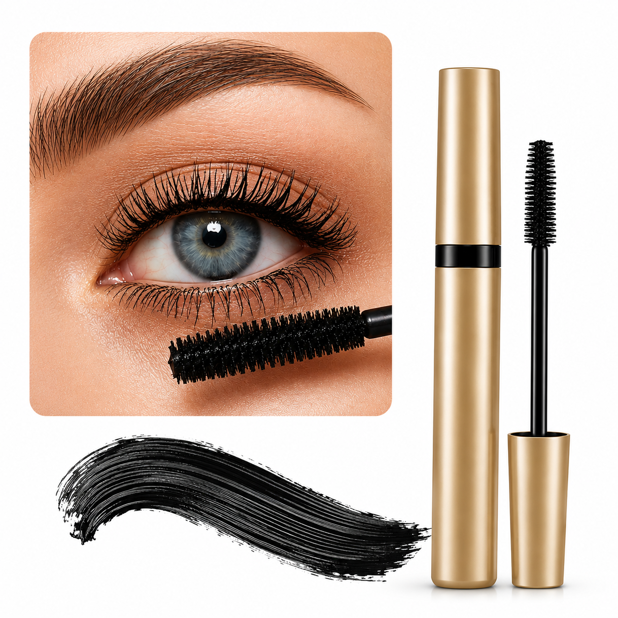 Rimel Negru Ocheal 4D Long Mascara – Efect de Alungire și Volum Natural, Waterproof, Rezistență Îndelungată, Gene Definite și Curbate