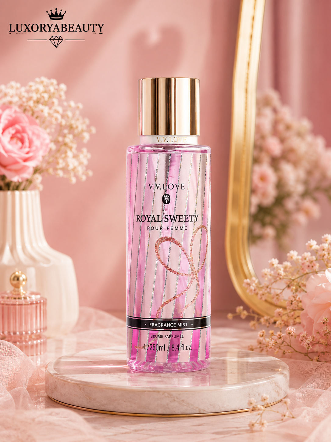 Spray de Corp pentru Femei Royal Sweety 250 ml – Aromă Dulce și Feminină, Fragrance Mist pentru Prospețime și Eleganță Zilnică  ROYAL I696