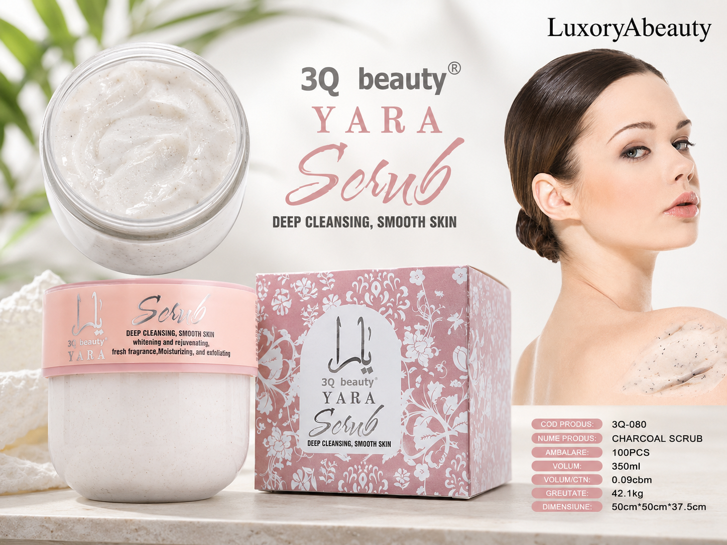 Scrub Facial 3Q Beauty Yara – Exfoliant pentru Curățare Profundă și Îngrijirea Pielii, 350 ml