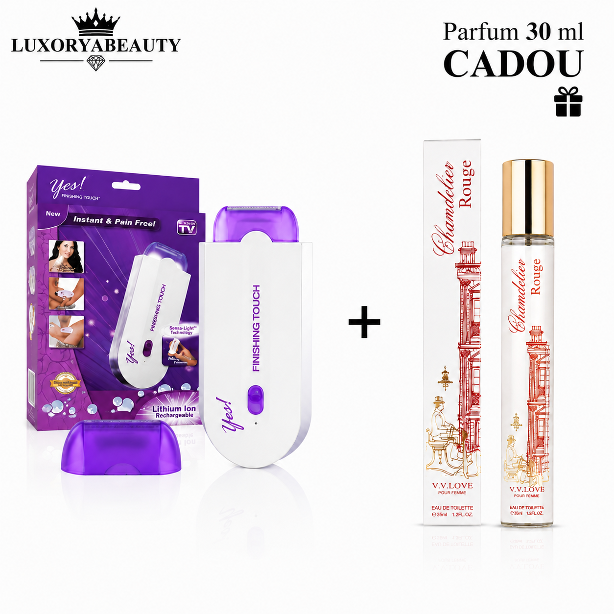Epilator Portabil cu LED și Tehnologie Sensa-Light Fără Durere, Reîncărcabil USB pentru Față, Brațe și Picioare + Parfum Feminin Elegant 35 ml Cadou