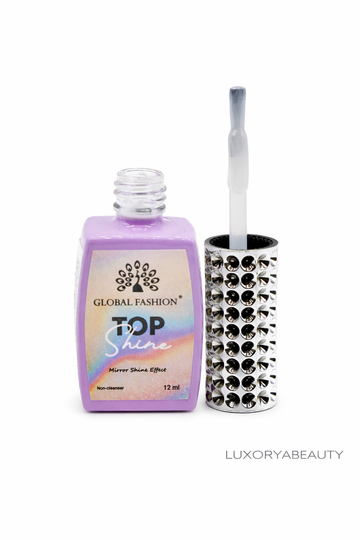 Top unghii Global Fashion Top Shine 01 fără strat lipicios 12 ml – luciu oglindă, rezistență profesională