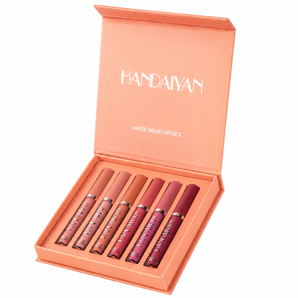Set Rujuri Lichide Mate Handaiyan 1011B – SET B, 6 Nuanțe Nude & Rose, Rezistente la Transfer
