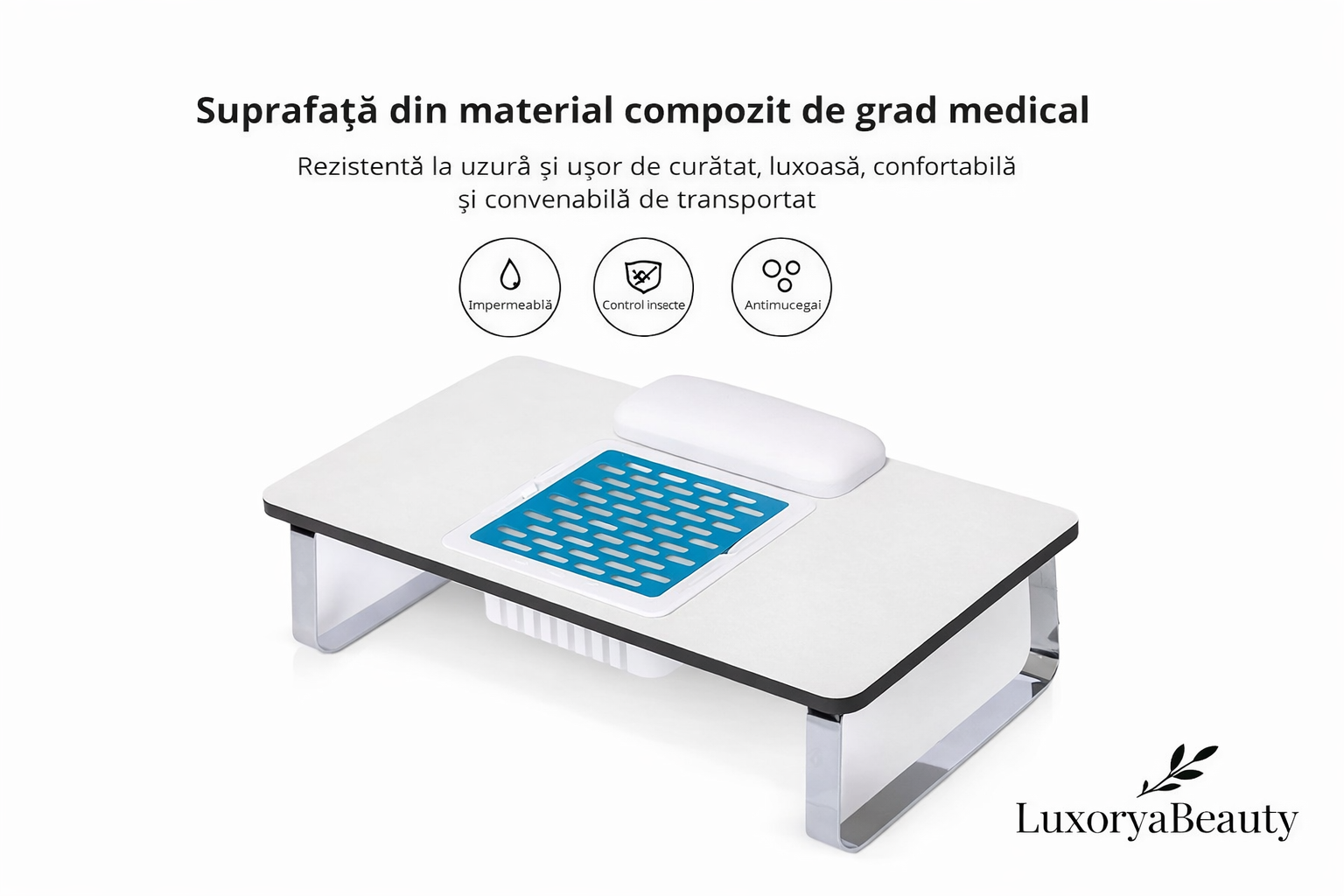 Aspirator Manichiură cu Suport Mână T1 Global Fashion – Hotă Profesională 100W, Extractor Praf Unghii, Masă Portabilă Salon