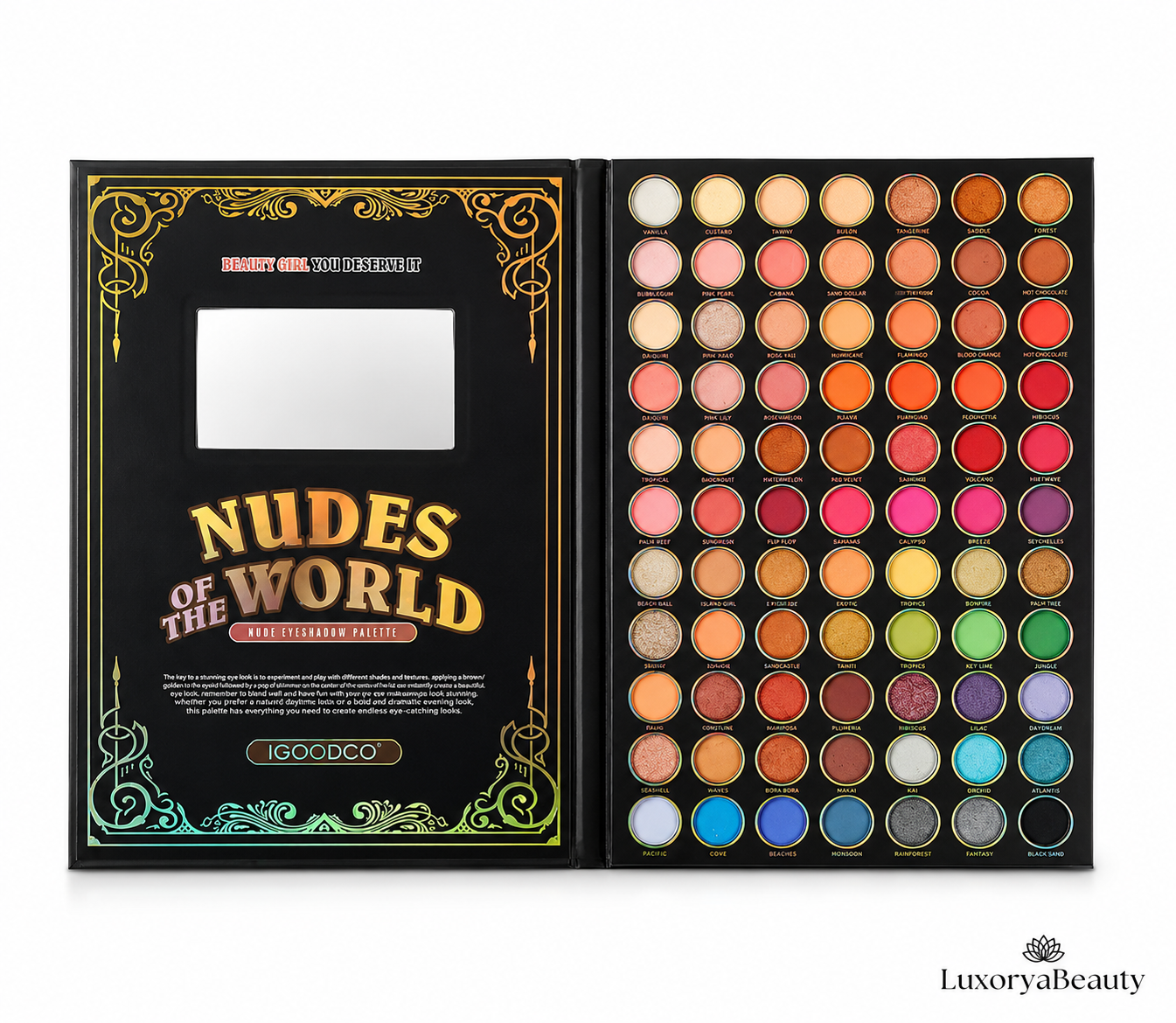 Paletă Farduri 88 Culori Nudes of the World IGOODCO IG3061 – Nuanțe Mate, Sidefate și Metalice, Pigmentare Intensă, Machiaj Profesional pentru Ochi
