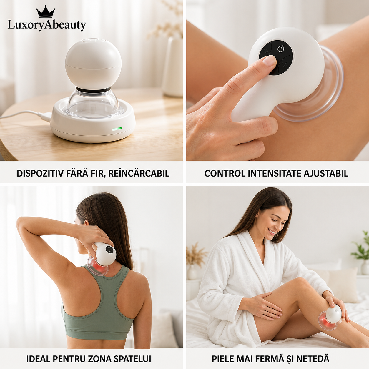Aparat Masaj Vacuum Anti-Celulită Cehuioss Celluless MD - Terapie Vacuum cu Role Cauciuc și Lumină, Portabil, Putere Variabilă, Acumulator 1000mAh, Pentru Abdomen, Brațe, Șolduri și Picioare