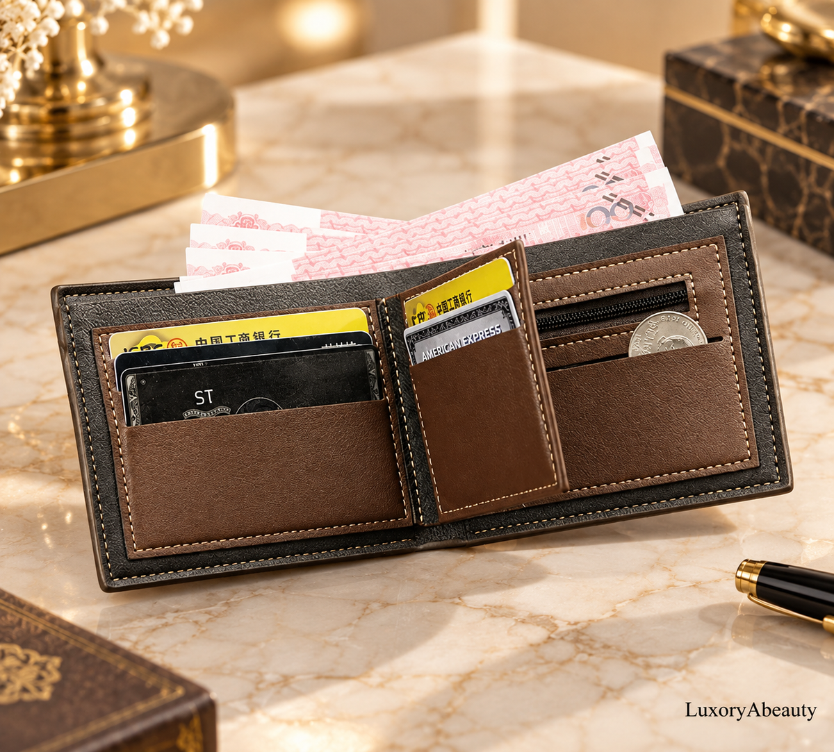 Portofel pentru bărbați 12 x 10 cm – Compartimentat, Elegant și Practic