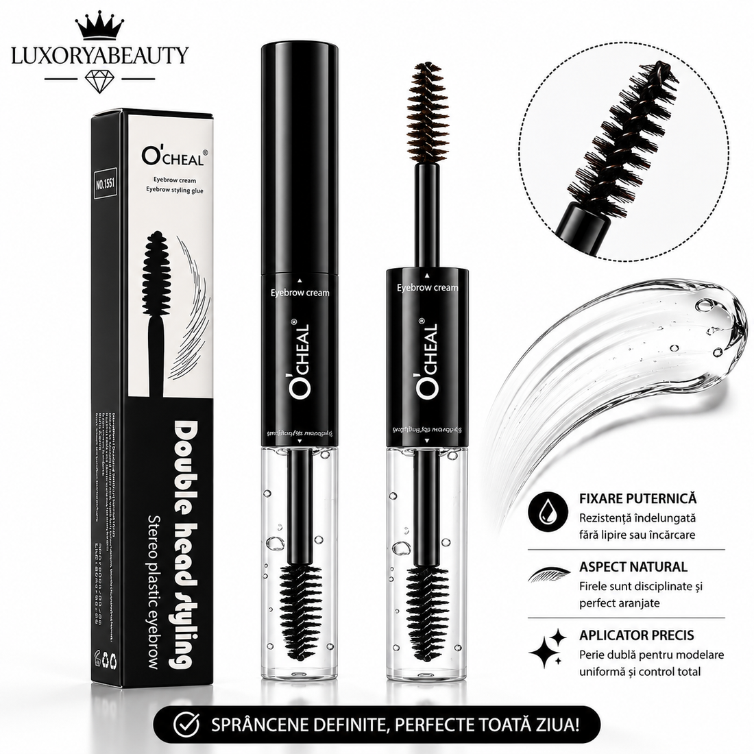 Gel Sprâncene 2 în 1 O'CHEAL 6951 – Fixare Puternică, Efect Laminat și Culoare Intensă pentru Sprâncene Perfect Definite