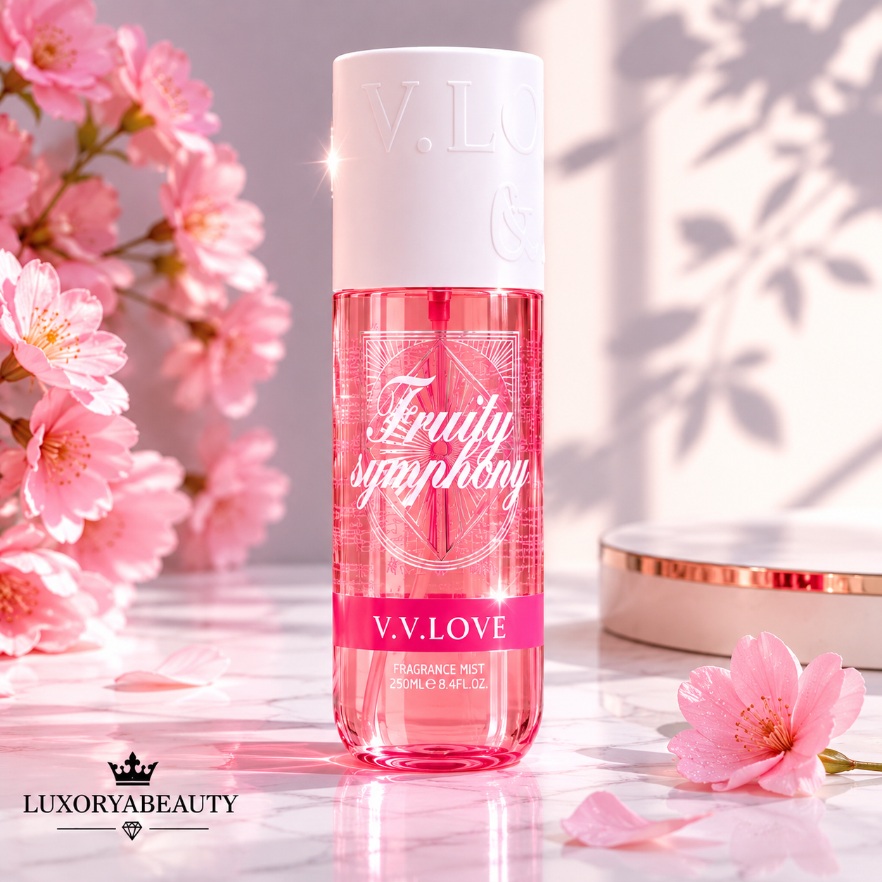 Spray de Corp Parfumat cu Aromă Dulce-Fructată, 250 ml Prospețime de Lungă Durată și Hidratare Delicată- Fragrance Mist Corp Fruity Symphony V.V. Love 250 ml