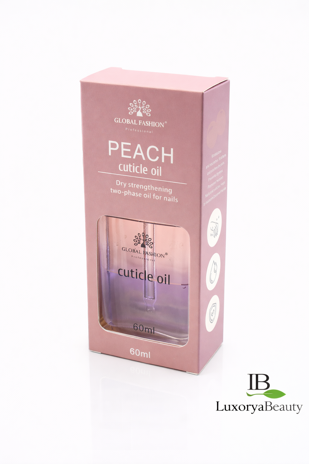 Ulei Cuticule Peach Bifazic pentru Întărirea Unghiilor 60ml – Global Fashion | Hidratare Intensă & Reparare Cuticule
