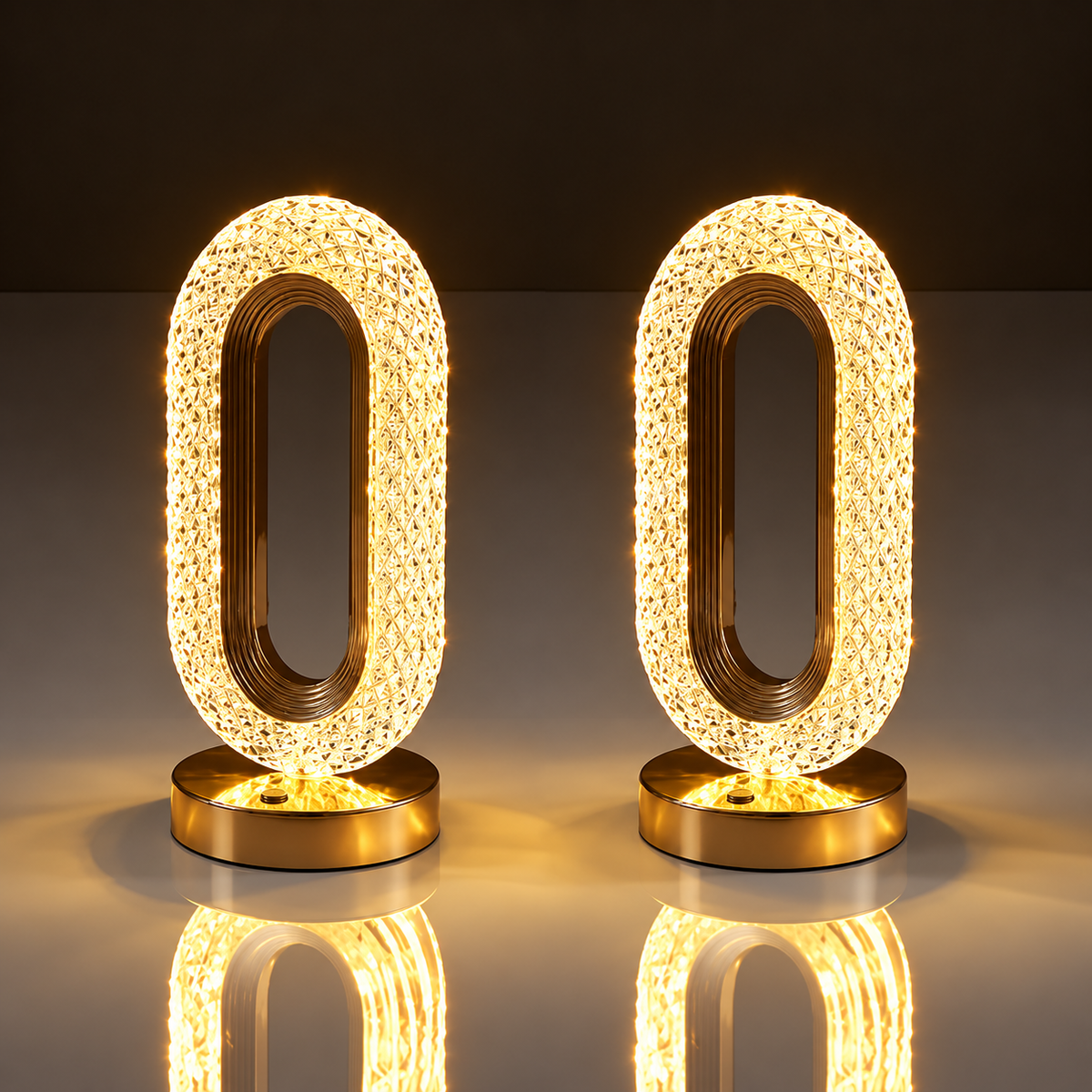 Lampă LED Decorativă 26x12x10cm, Ovală cu Suport si Touch Control, Model Cristal cu 3 Moduri de Lumina