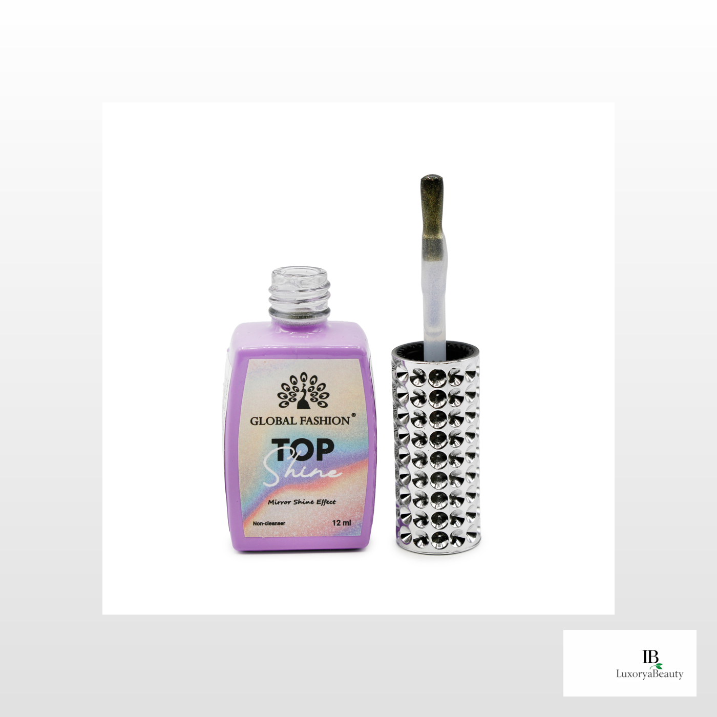 Top Coat Unghii Global Fashion Top Shine Fără Strat Lipicios 12 ml – Efect Oglindă, nr 12 Luciu Intens, Rezistență Profesională