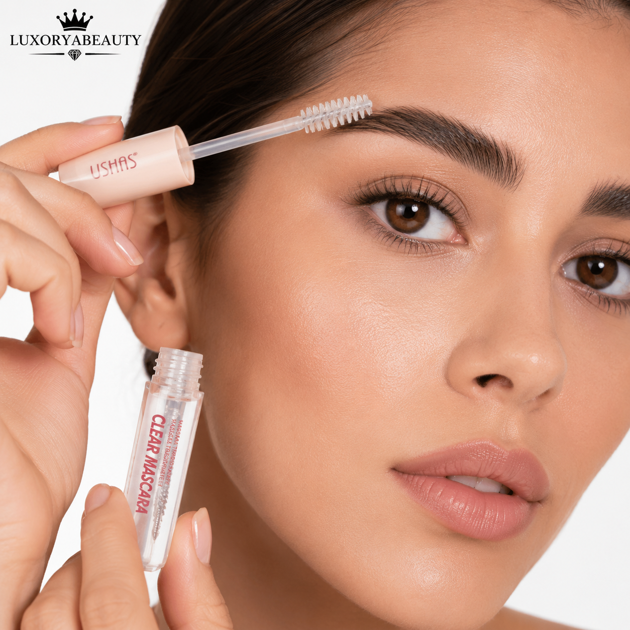 Rimel 2 în 1 Ushas UMA007 – Mascara Neagră și Gel Transparent pentru Gene și Sprâncene