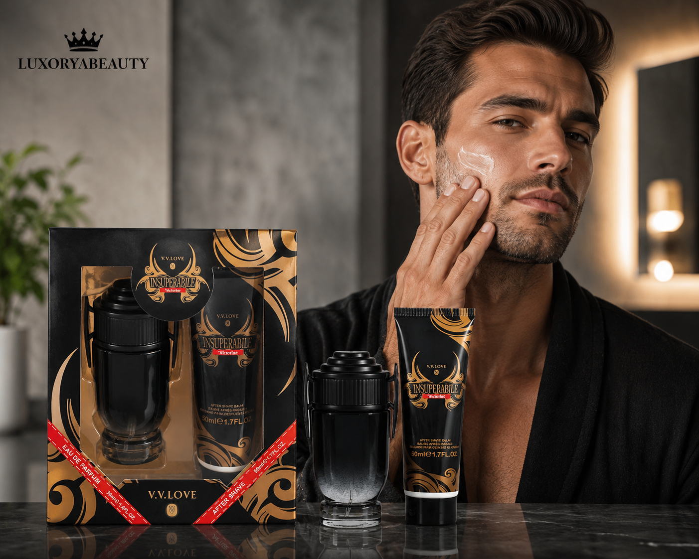Set Cadou Bărbați Insuperabile Negru – Parfum 30 ml + After Shave Balm 50 ml