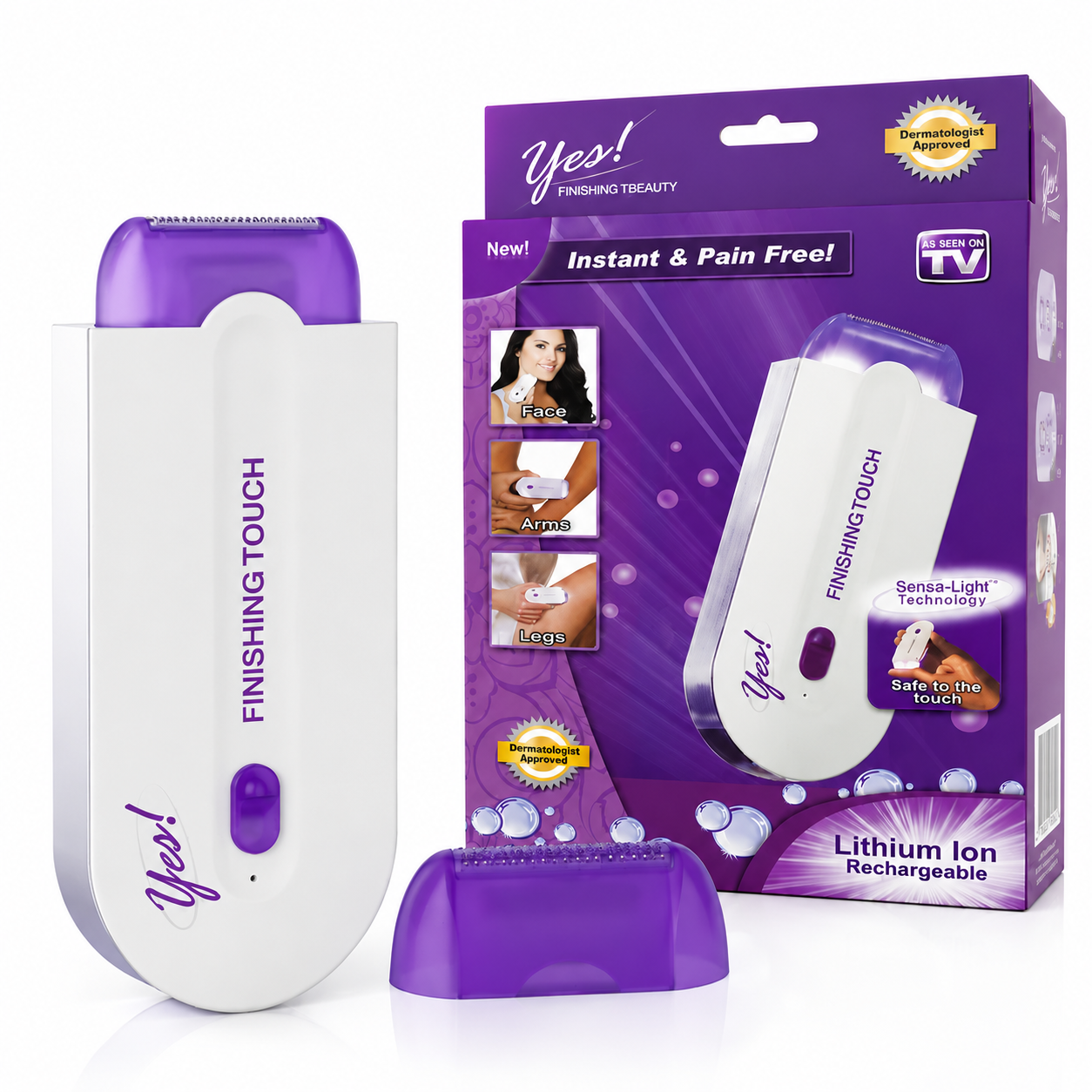 Epilator Portabil cu LED și Funcție Sensa-Light Fără Durere, Reîncărcabil USB, Pentru Față, Brațe și Picioare | LUXORYABEAUTY
