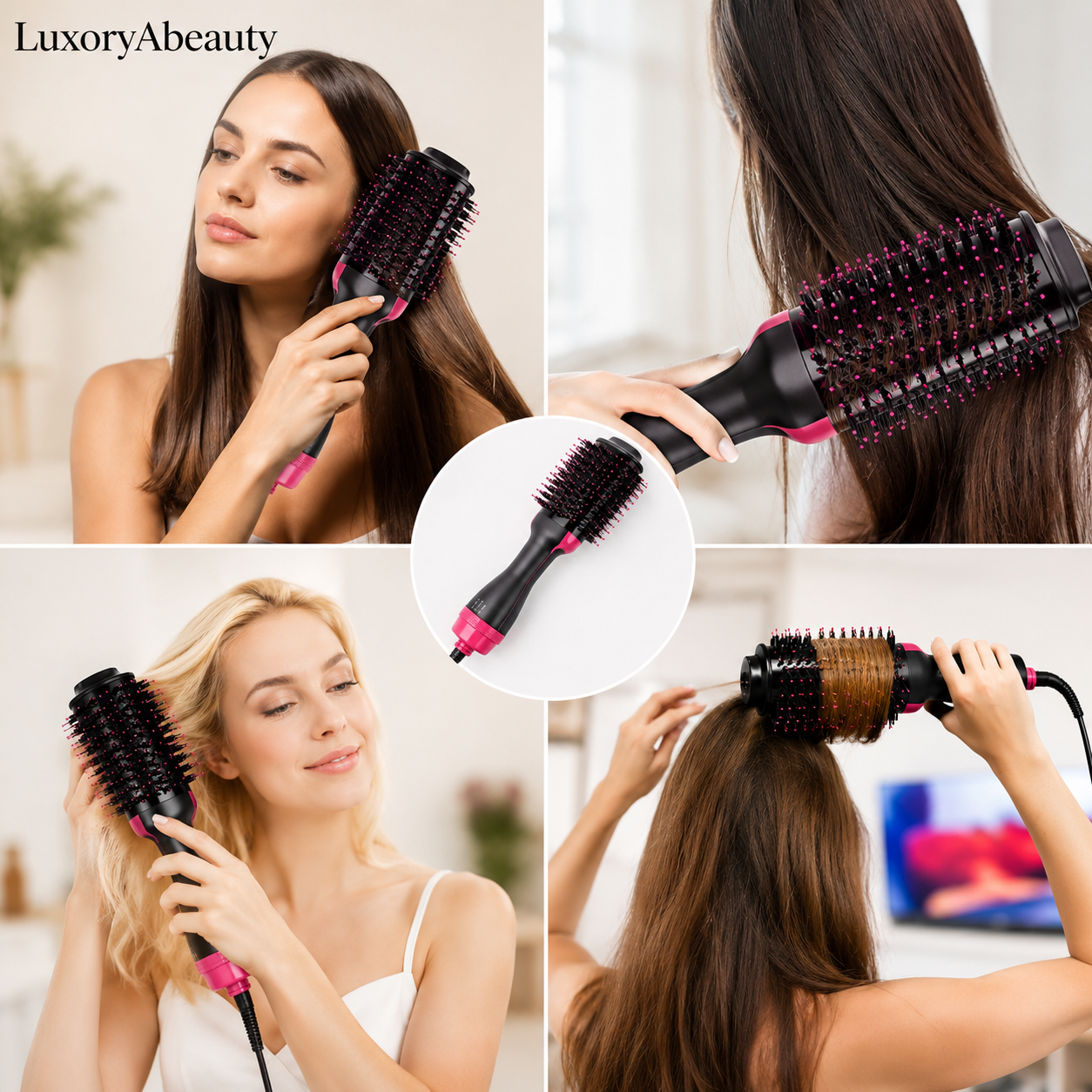 Perie Uscător Electric PerfectHair - 3 Setări Reglabile, Uscare și Coafare Simultană, Tehnologie cu Ioni Anti-Statici, Volum și Strălucire: Coafură de Salon la Tine Acasă, Rapid și Fără Electrizare
