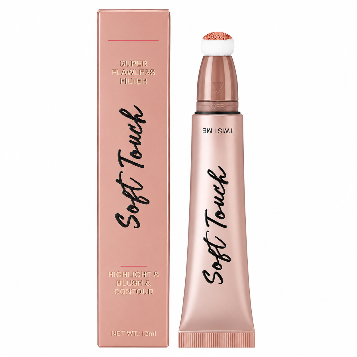 Blush, Iluminator & Contur cu Burete Handaiyan Soft Touch – 3 în 1, Aplicator Cushion, Finish Natural și Luminos