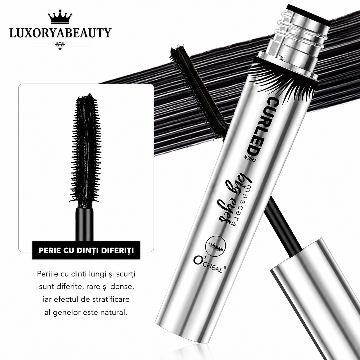 Rimel Negru Ocheal Curled Big Eyes 4D – Efect de Gene Alungite și Separate, Volum Natural, Curbare Intensă, Rezistență Îndelungată  F1/H534