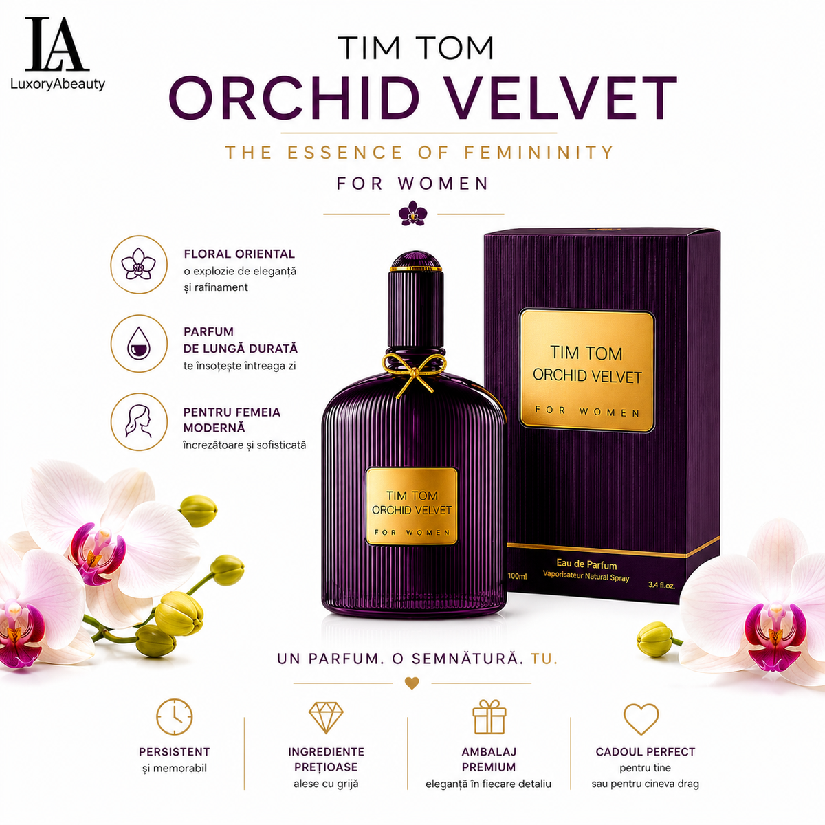 Parfum de Dama Tim Tom Orchid Velvet 100ml, Aroma Florala Catifelata & Eleganta